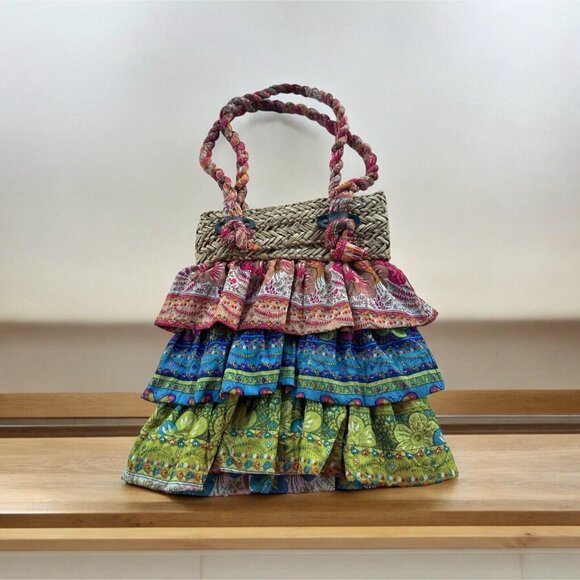 Cappelli Straworld Straw Tote Bag Multi-Color Beach Summer Boho Festival - Picture 4 of 9